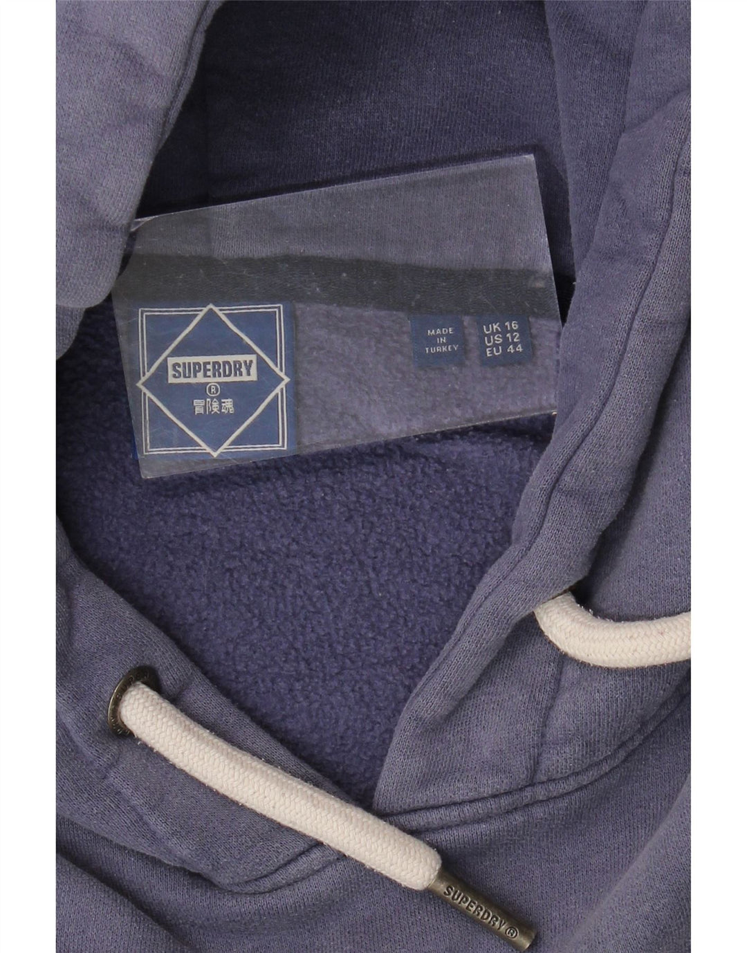 Maglione con cappuccio grafico da donna SUPERDRY UK 16 Large Blu Navy Colourblock