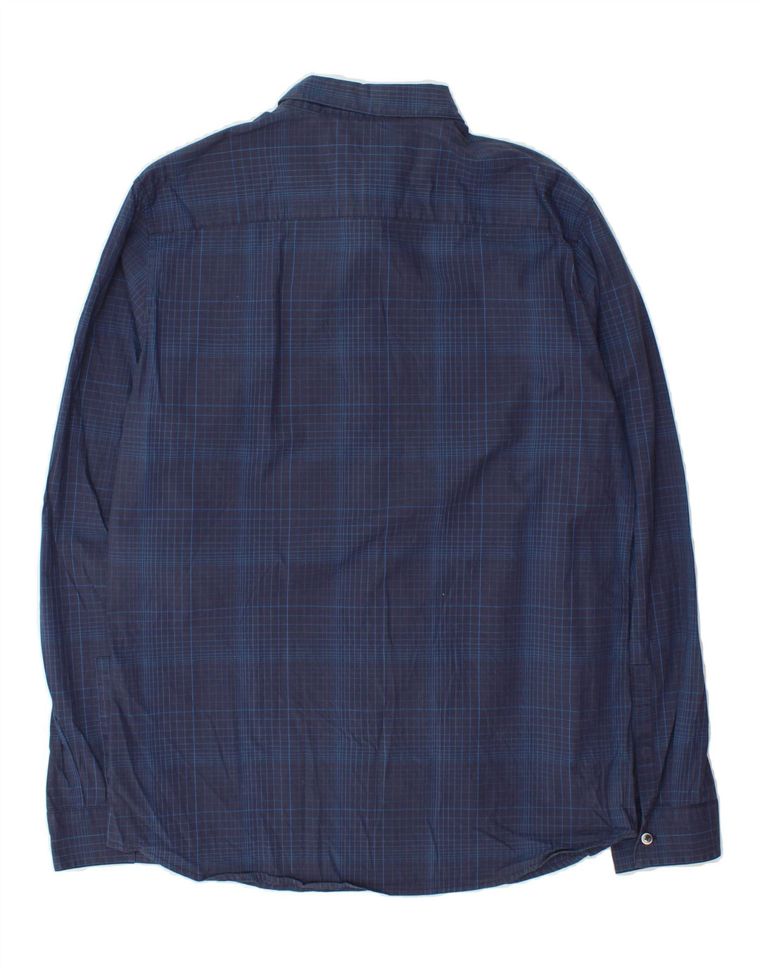 CALVIN KLEIN Mens Slim Fit Shirt Large Navy Blue Check Cotton Vintage Calvin Klein and Second-Hand Calvin Klein from Messina Hembry 
