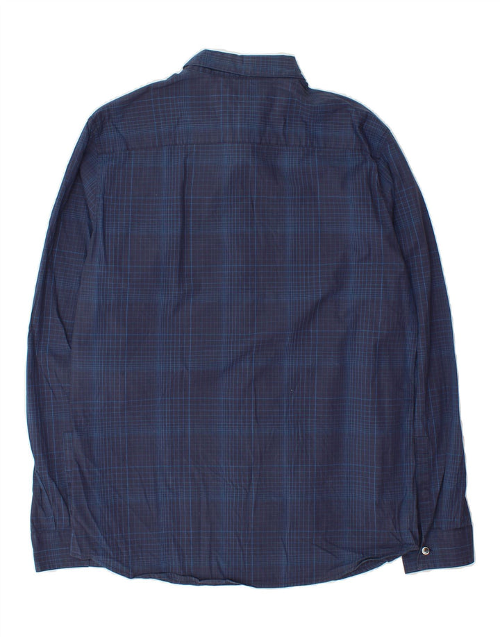 CALVIN KLEIN Mens Slim Fit Shirt Large Navy Blue Check Cotton Vintage Calvin Klein and Second-Hand Calvin Klein from Messina Hembry 