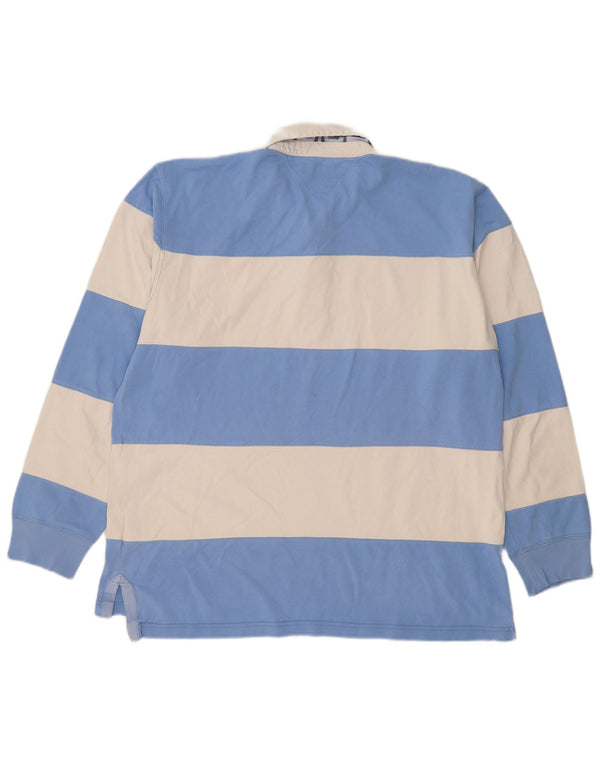 Polo da rugby da uomo a maniche lunghe Tommy Hilfiger 2XL cotone a righe blu
