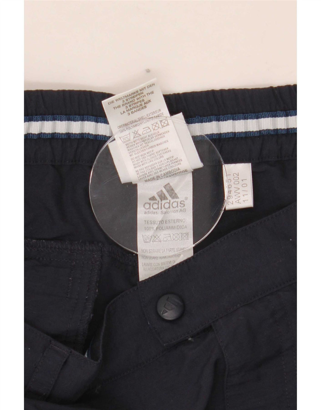 Pantaloni Capri da uomo Adidas W32 L20 poliestere blu navy