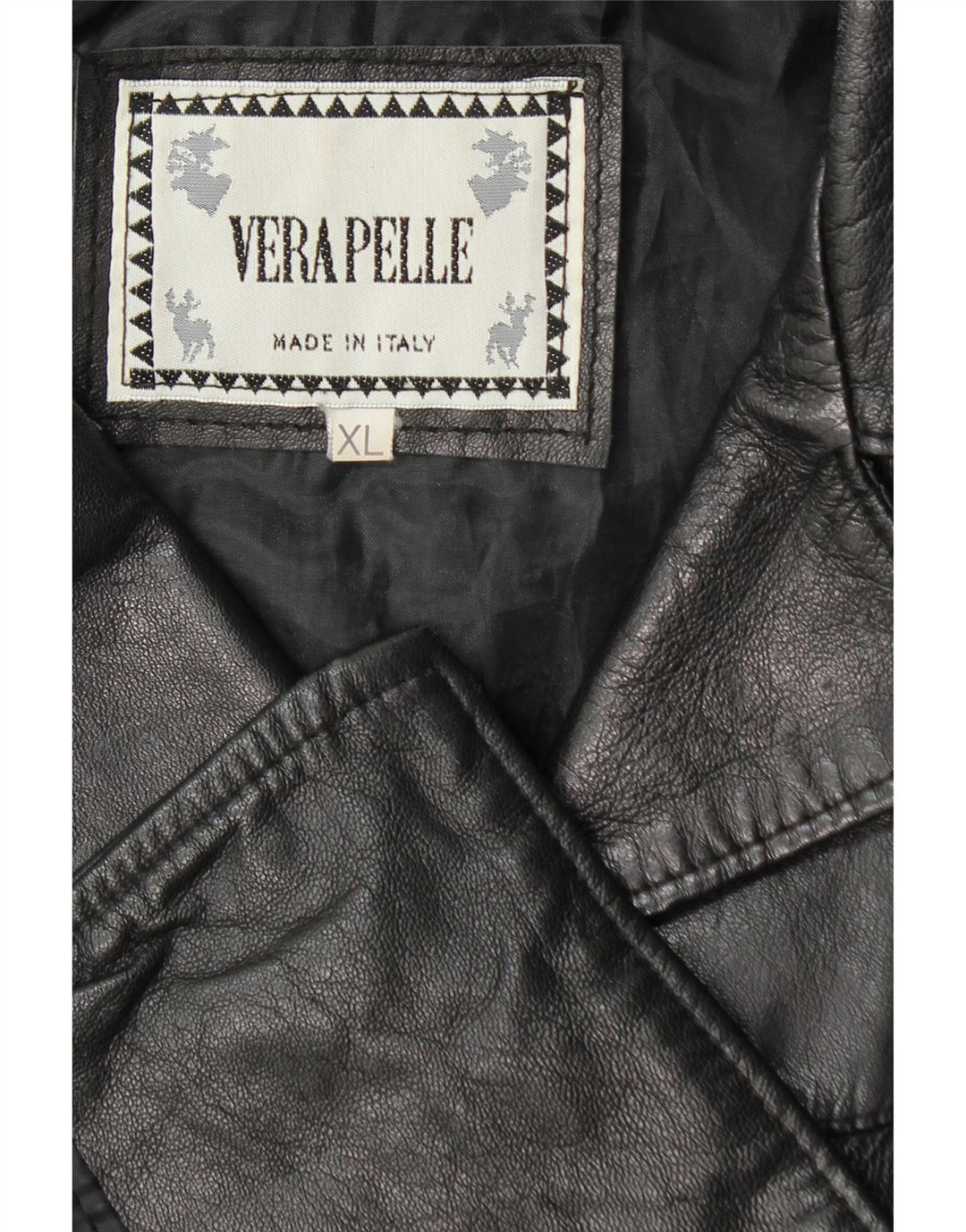 Giacca blazer in pelle vintage da donna a 3 bottoni UK 18 XL in pelle nera