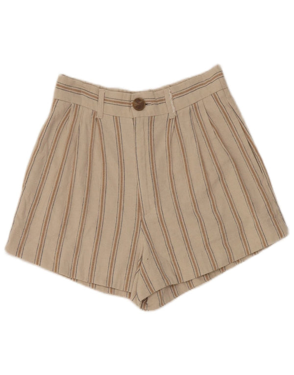 Pantaloncini casual con ancoraggio a vita alta da donna Zara XS W24 a righe beige