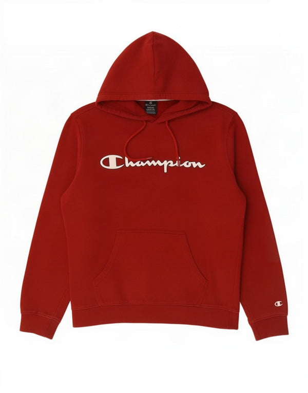 Champion Mens Graphic Hoodie Jumper Medium Burgundy Cotton
