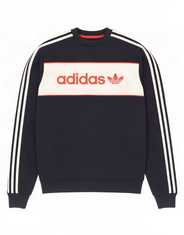 Felpa grafica da uomo Adidas Jumper XS Blu navy Colourblock in cotone