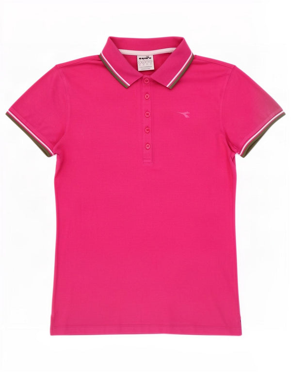 Polo Diadora Donna UK 14 Large Rosa Cotone