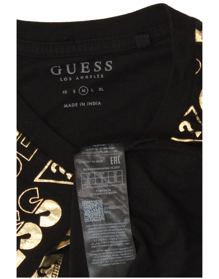 T-shirt grafica da uomo Guess Top UK 36 piccola in cotone nero