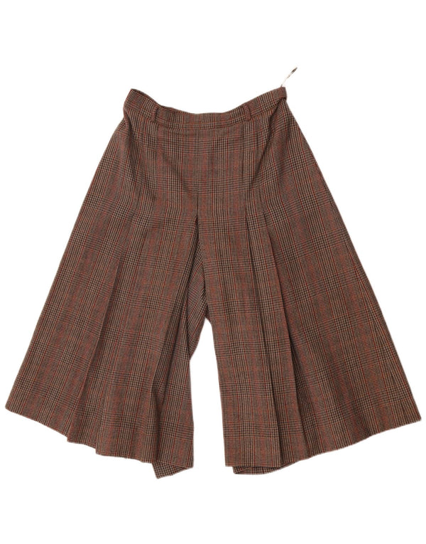Pantaloni capri vintage da donna a vita alta IT 40 piccoli W28 L18 quadri marroni