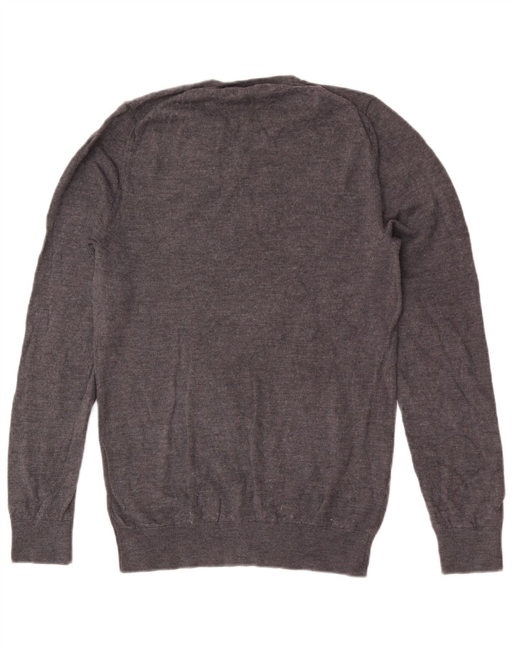 Maglione da uomo con scollo a V Marks & Spencer piccolo in lana merino grigia
