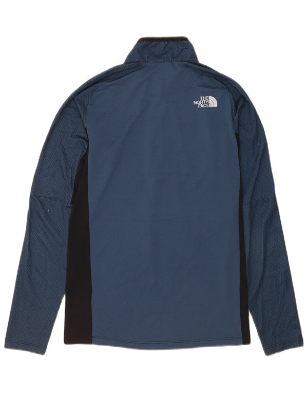 The North Face Top da uomo con zip e collo a maniche lunghe piccolo blu geometrico sportivo