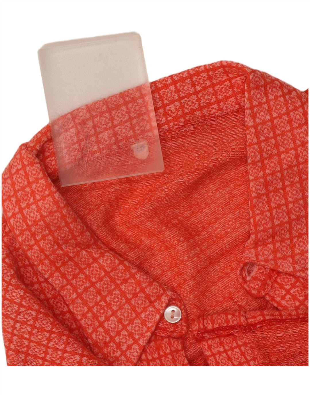 Camicetta vintage da donna a maniche corte UK 14 rosso medio geometrico