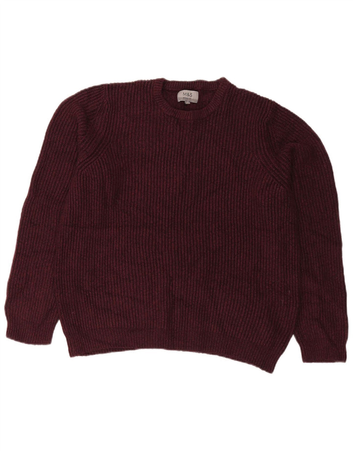 Maglione maglione girocollo da uomo Marks & Spencer medio bordeaux in acrilico