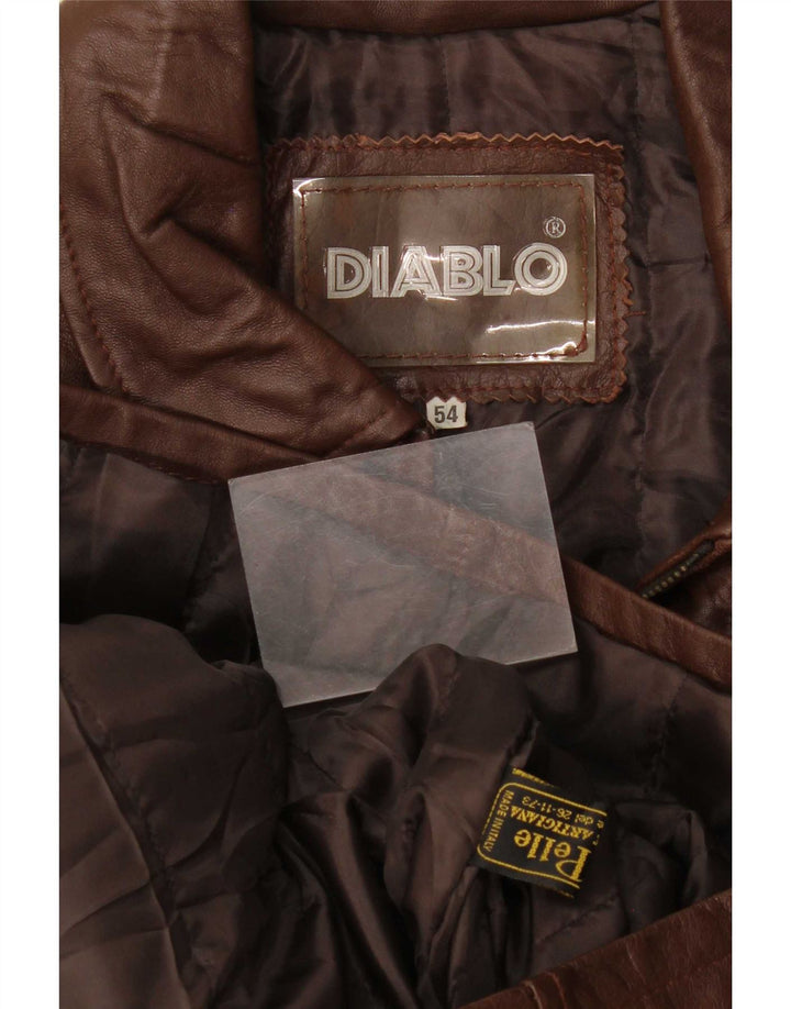Cappotto in pelle vintage da uomo IT 54 2XL Marrone