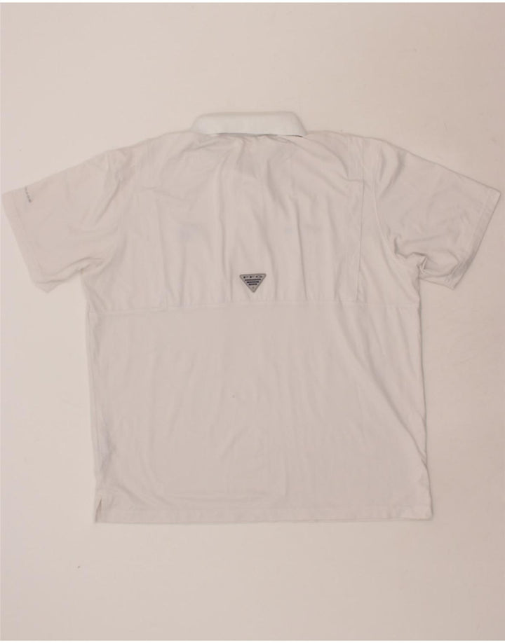 COLUMBIA Mens Polo Shirt XL White Polyester Vintage Columbia and Second-Hand Columbia from Messina Hembry 
