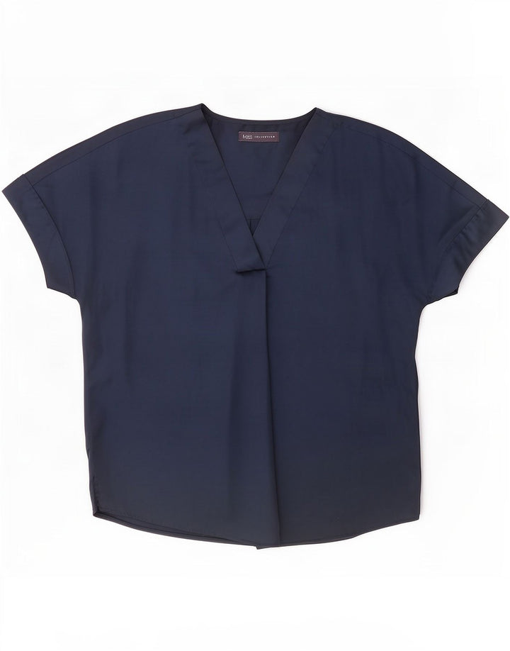 Top camicetta da donna Marks & Spencer UK 12 poliestere blu navy medio