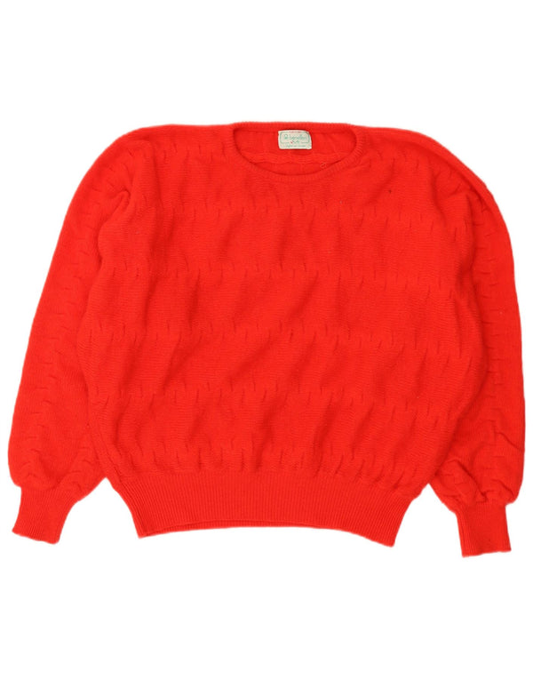 Maglione da donna con scollo a barca Benetton IT 48 XL in lana a righe rosse