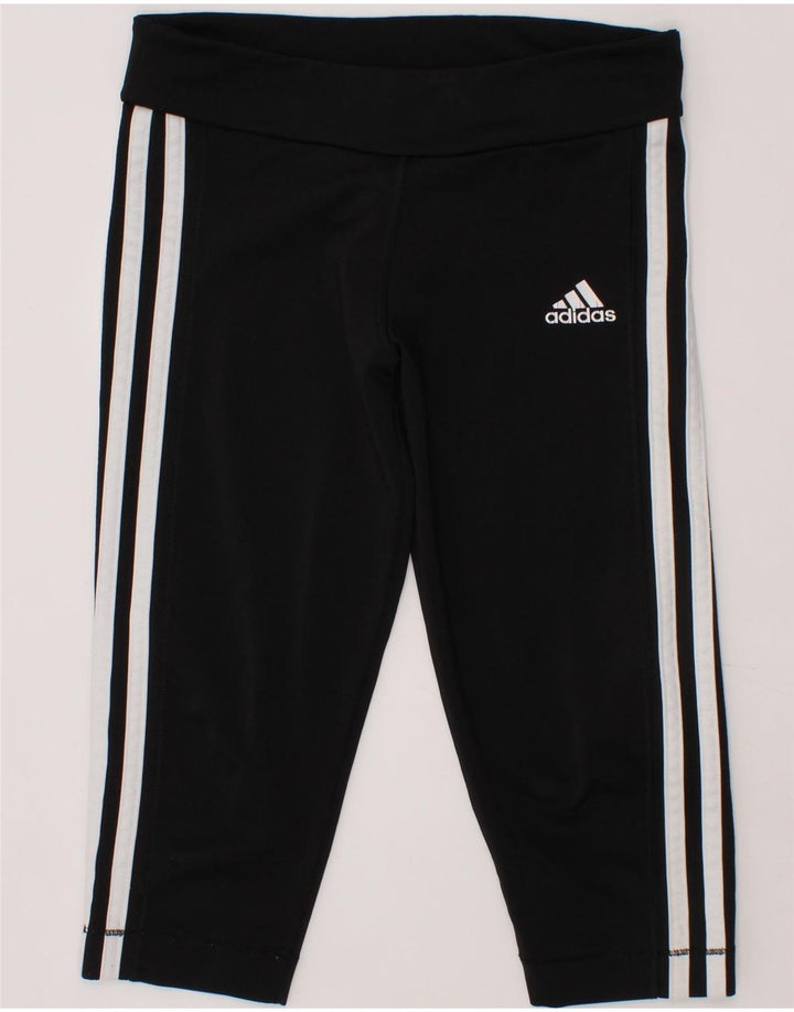 ADIDAS Girls Tracksuit Trousers 9-10 Years Black Polyester Vintage Adidas and Second-Hand Adidas from Messina Hembry 