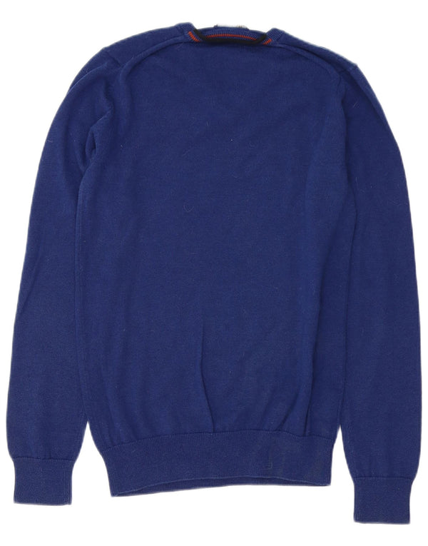 FRED PERRY Maglione da uomo con scollo a V XS in lana blu
