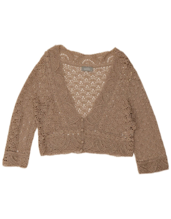 Top cardigan all'uncinetto corto da donna Wallis UK 12 Viscosa floreale beige medio
