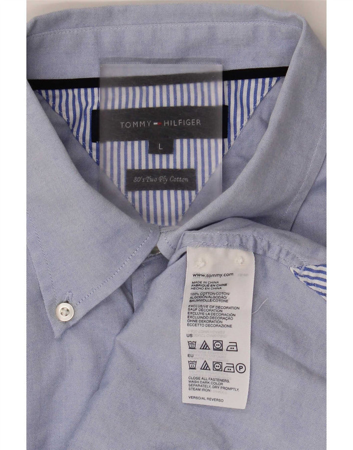 Camicia da uomo Tommy Hilfiger grande in cotone blu
