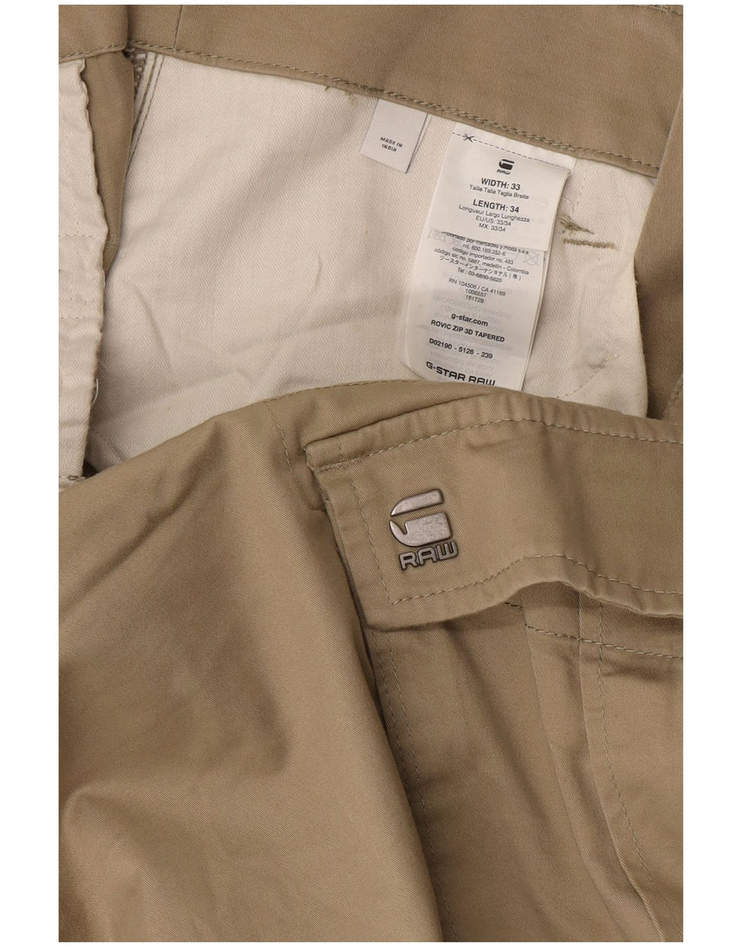 Pantaloni cargo da uomo su misura G-Star W33 L34 Cotone beige