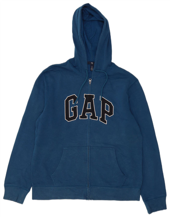 Maglione con cappuccio e zip grafica da uomo Gap grande in cotone blu