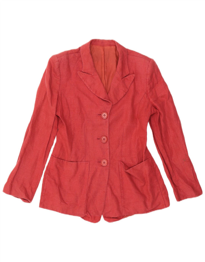 Giacca blazer a 3 bottoni da donna Hobbs UK 12 lino rosso medio