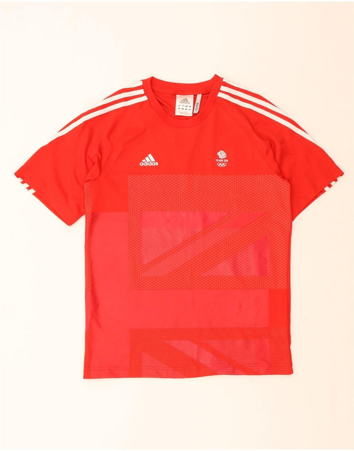 T-shirt grafica ADIDAS da uomo Team GB Top piccola in poliestere rosso