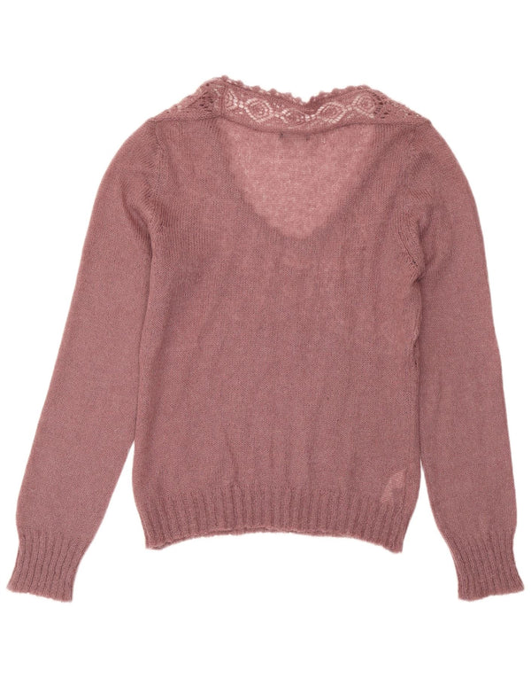Maglione da donna con scollo a V Sisley UK 14 Grande acrilico viola