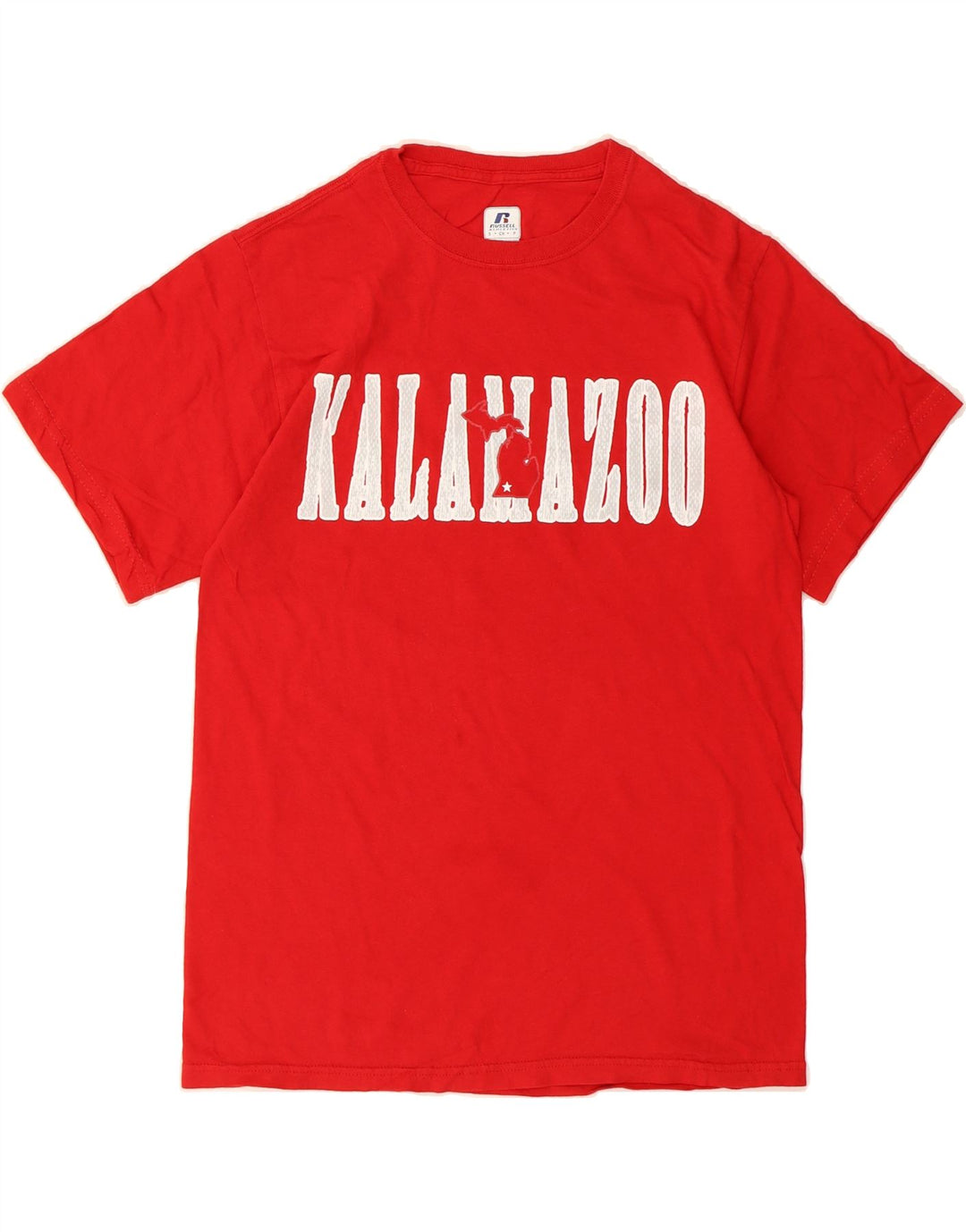RUSSELL ATHLETIC Mens Graphic T-Shirt Top Small Red Cotton Vintage Russell Athletic and Second-Hand Russell Athletic from Messina Hembry 