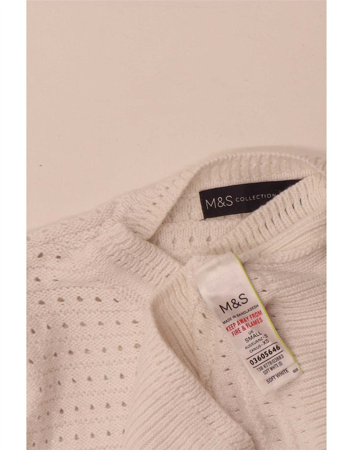 Maglione maglione girocollo da donna Marks & Spencer UK 10 piccolo bianco