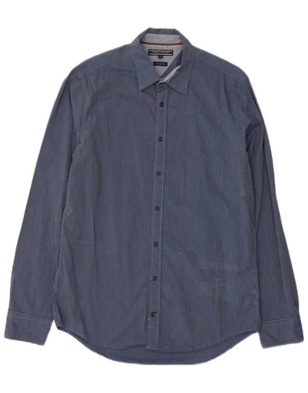 Tommy Hilfiger Uomo New York Fit Regular Camicia di jeans Blu medio a quadretti
