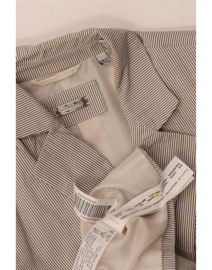 Giacca blazer da donna a 1 bottone Zara UK 4 XS poliestere gessato bianco