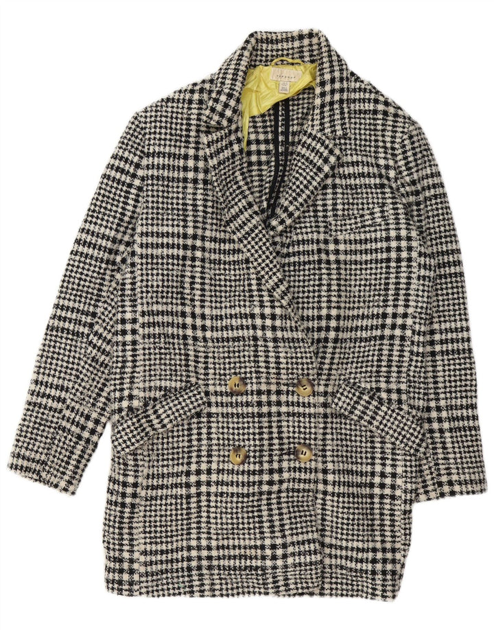 Cappotto doppiopetto da donna Topshop UK 12 pied de poule medio nero