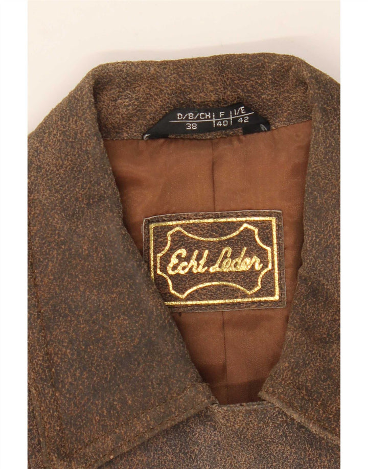 Giacca blazer vintage da donna in pelle scamosciata a 5 bottoni IT 42 Marrone medio