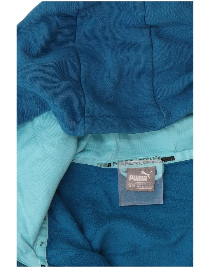 Felpa con cappuccio e zip grafica Puma da bambino 13-14 anni Blu