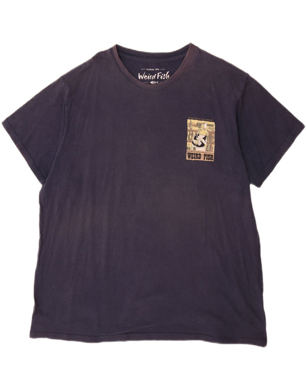 WEIRD FISH T-shirt grafica da uomo Top 3XL cotone blu navy