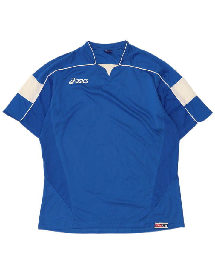 T-shirt da uomo Asics Top XL Blu in poliestere color block