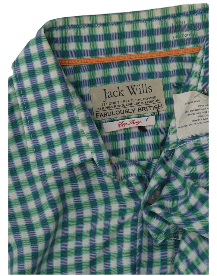 JACK WILLS Camicia da uomo grande in cotone a quadretti verde