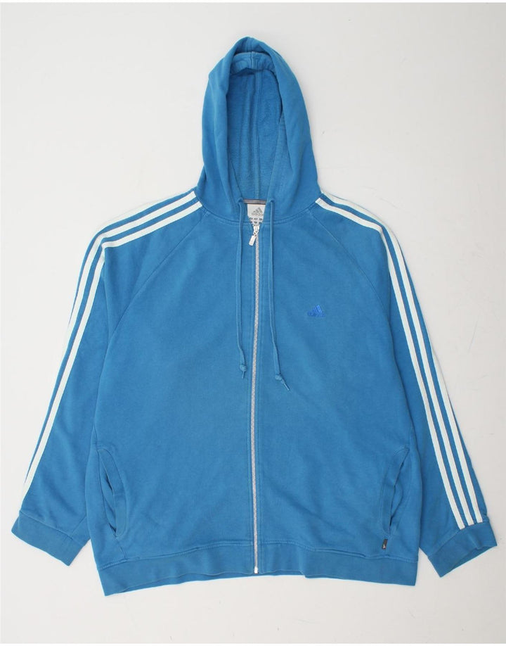 Maglione con cappuccio e zip da uomo ADIDAS XL in cotone blu