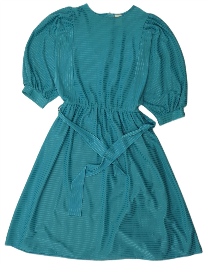 Abito a trapezio da donna vintage EU 38 Poliestere a righe blu medio