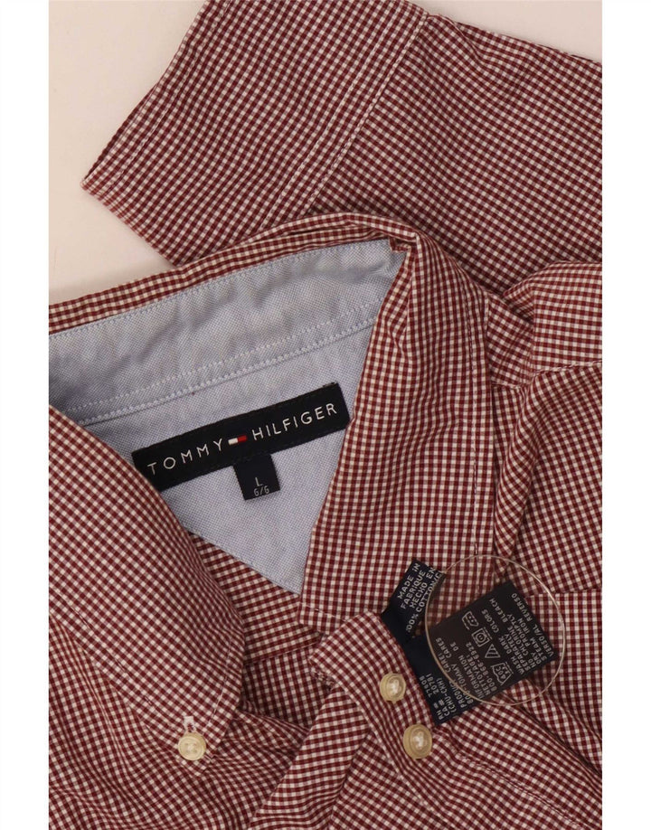 Camicia da uomo Tommy Hilfiger grande in cotone a quadretti rossi