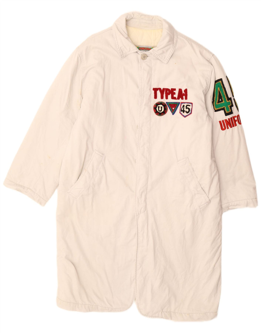 Soprabito grafico da uomo uniforme UK 40 grande bianco