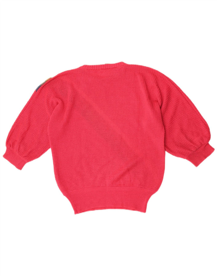 Maglione maglione girocollo oversize da donna Sonya UK 10 Small Pink Striped