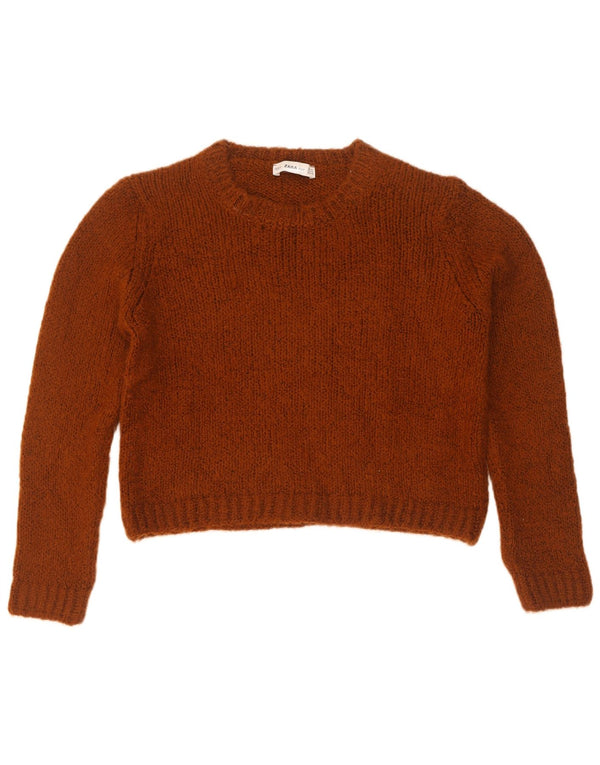 Maglione corto con scollo a barca da donna Zara UK 14 Acrilico marrone medio