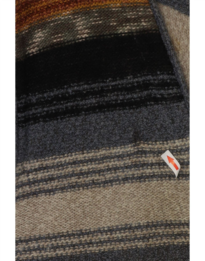 Maglione cardigan senza maniche vintage da uomo a righe grandi multicolori