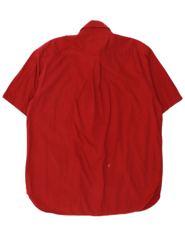 Tommy Hilfiger Camicia a maniche corte da uomo in cotone rosso medio classico