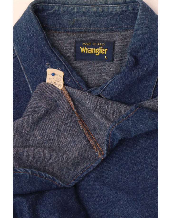 Camicia di jeans da uomo Wrangler grande in cotone blu