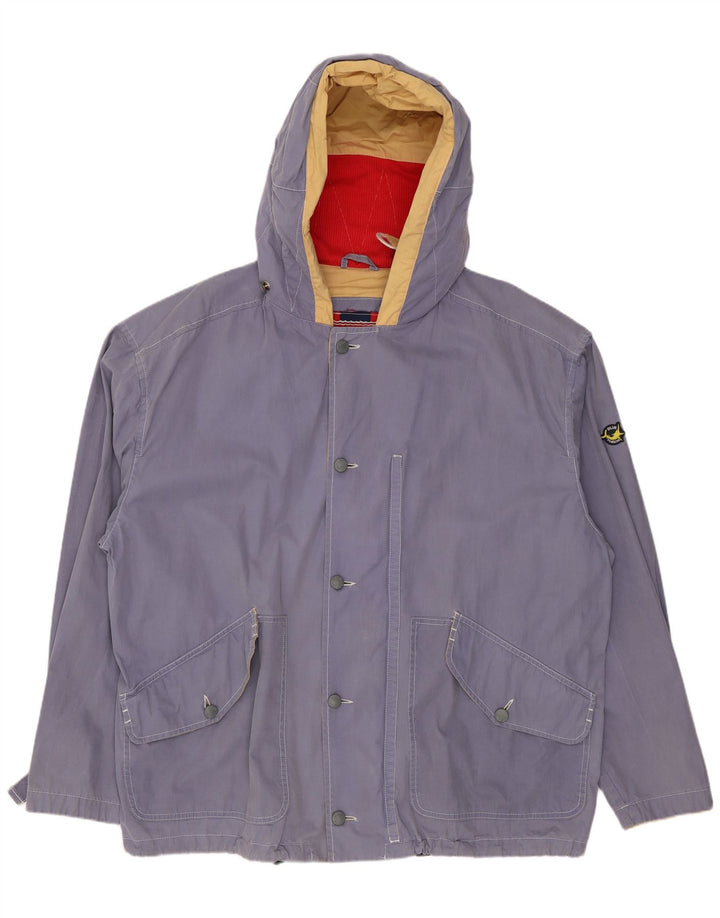 Giubbotto bomber con cappuccio vintage da uomo UK 42 XL blu