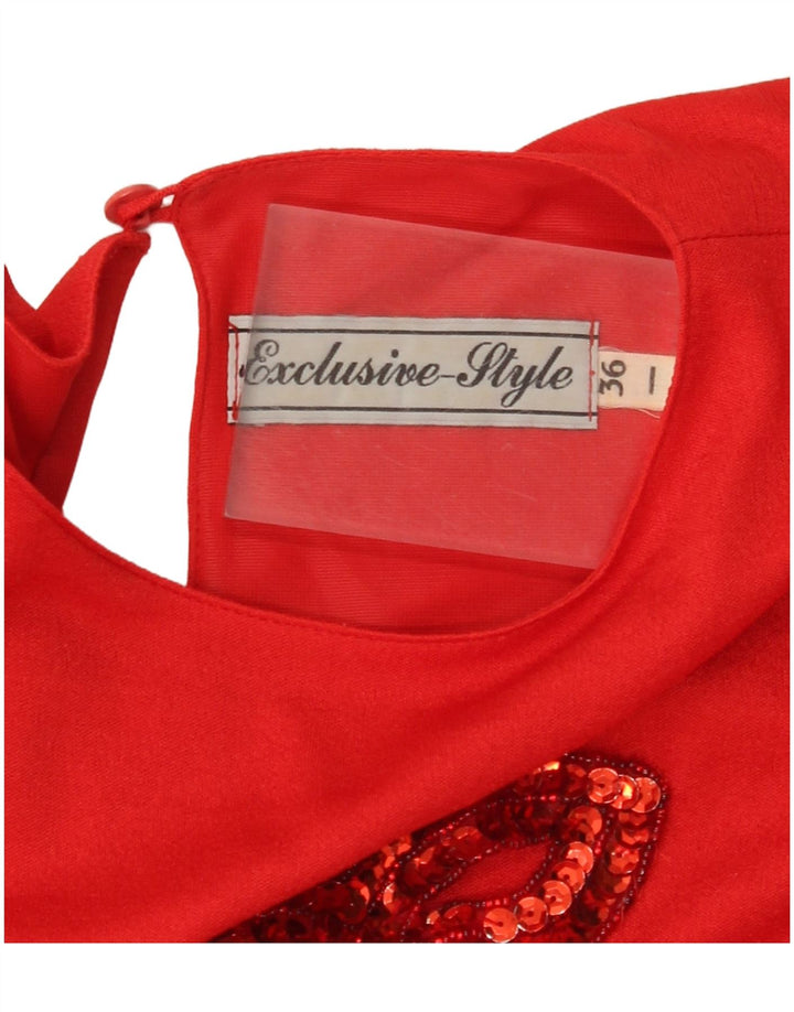 Esclusivo abito maxi oversize a maniche lunghe da donna EU 36 piccolo rosso